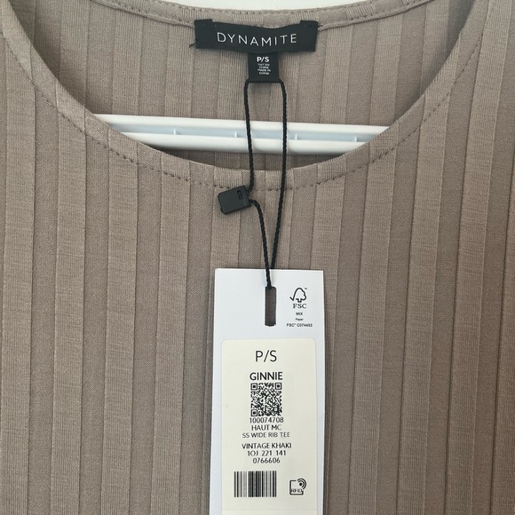 Dynamite Tan Ribbed Short Sleeve Top - Picture 4 of 7